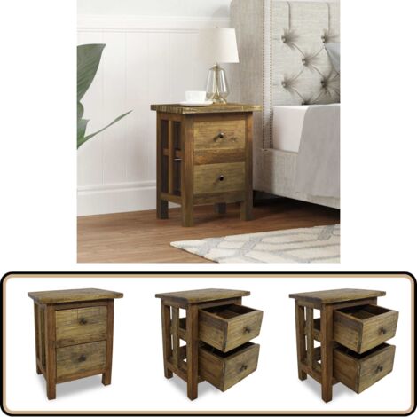 Table de chevet bois massif d'acajou 40x30x51 cm - Table De Chevet - Meuble De Chambre - Table D'appoint - Design Vintage - Bois Massif