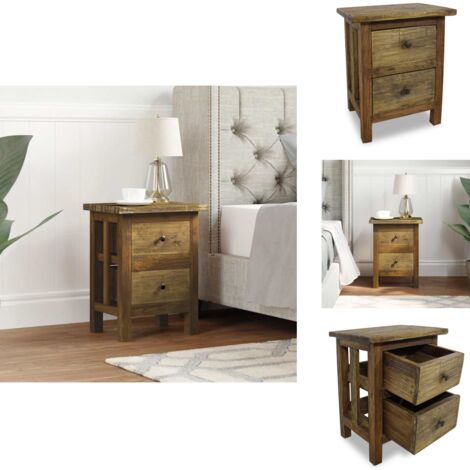 Table de chevet bois massif d'acajou 40x30x51 cm - Table De Chevet - Meuble De Chambre - Table D'appoint - Design Vintage - Bois Massif