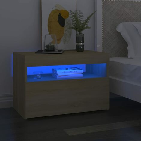 Table de chevet - Bout de Canapé Armoire De Rangement à LED Chêne sonoma 60x35x40 cm Aggloméré BV605769 - BonneVie