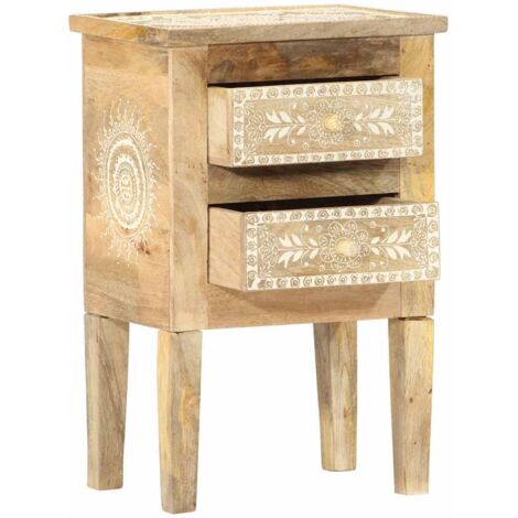 Table de chevet - Bout de Canapé Armoire De Rangement peinte à la main 40x30x60 cm Bois de manguier BV901468 - BonneVie
