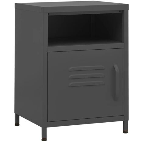 Table de chevet  Cabinet de chevet  Table de nuit Anthracite 35x35x51 cm Acier