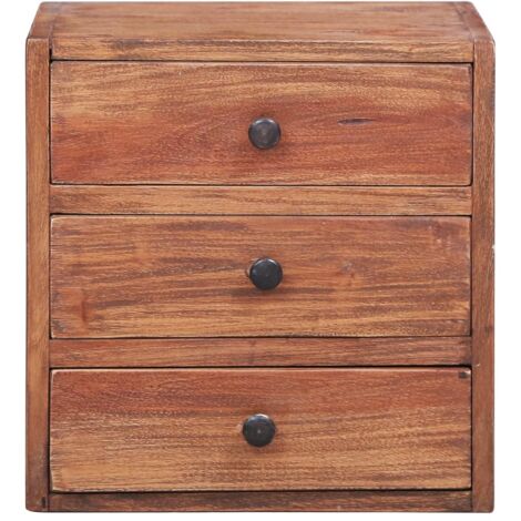 Table de chevet  Cabinet de chevet  Table de nuit avec 3 tiroirs 35x25x35 cm bois d'acajou massif