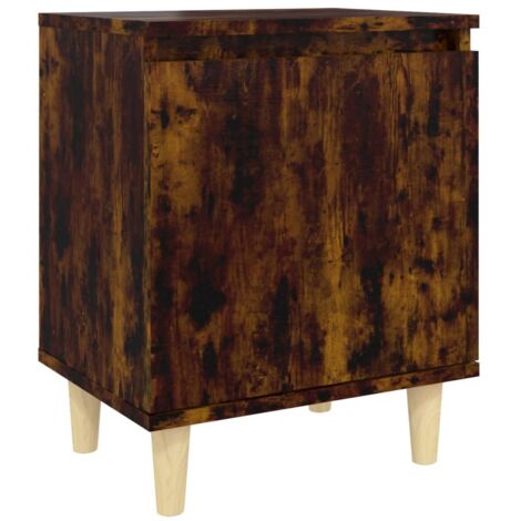 Table de chevet  Cabinet de chevet  Table de nuit avec pieds en bois Chêne fumé 40x30x50 cm