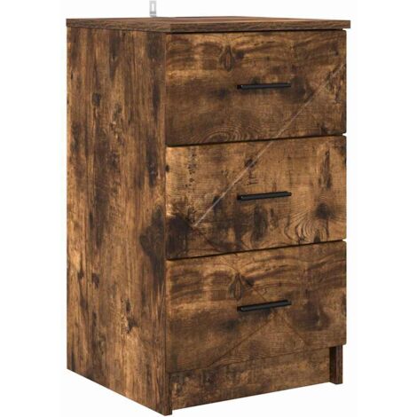 Table de chevet Cabinet de chevet Table de nuit Chêne fumé 38 x 38 x 66 cm Bois d'ingénierie