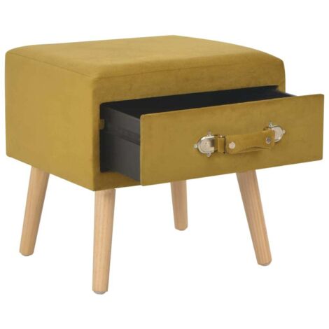 Table de chevet  Cabinet de chevet  Table de nuit Moutarde 40x35x40 cm Velours