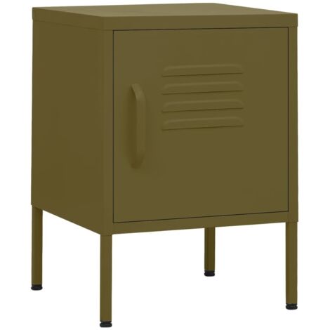 Table de chevet Cabinet de chevet Table de nuit Vert olive 35x35x51 cm Acier