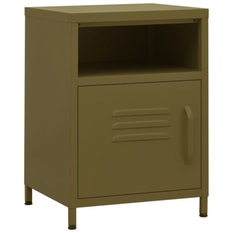 Table de chevet Cabinet de chevet Table de nuit Vert olive 35x35x51 cm Acier