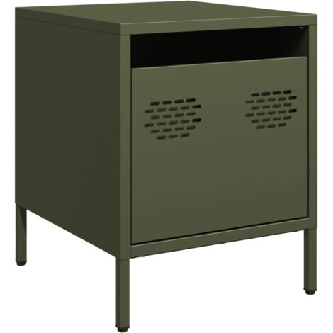 Table de chevet Cabinet de chevet Table de nuit vert olive 35x39x43,5 cm acier