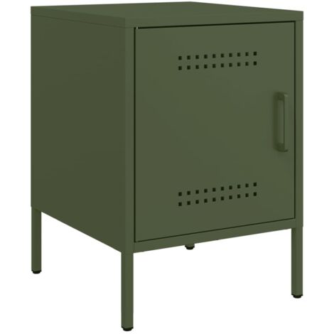 Table de chevet Cabinet de chevet Table de nuit vert olive 36x39x50,5 cm acier