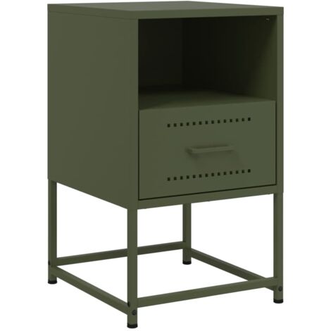 Table de chevet Cabinet de chevet Table de nuit vert olive 36x39x60,5 cm acier