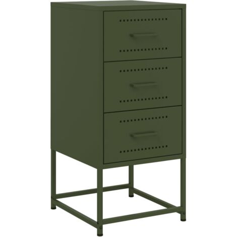 Table de chevet Cabinet de chevet Table de nuit vert olive 36x39x78 cm acier