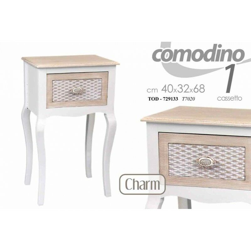 Table de chevet charme shabby room avec tiroir effet antique cm 40 x 32 x 68 h