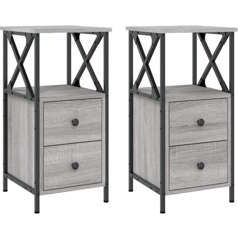Tables de chevet 2 pcs sonoma gris 34x35,5x70cm bois ingénierie vidaXL