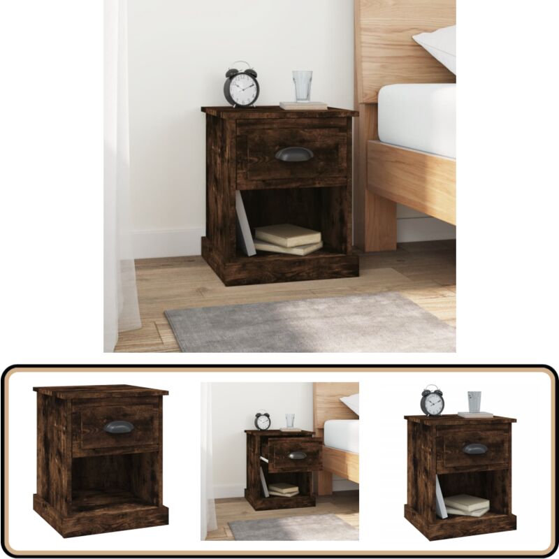 Table de chevet chêne fumé 39x39x47,5 cm bois d'ingénierie - Table De Chevet - Table Nuit - Meubles De Chambre - Mobilier Design - Commode
