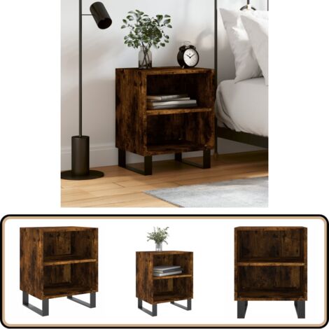 Table de chevet chêne fumé 40x30x50 cm bois d'ingénierie - Table De Chevet - Meuble De Chambre - Table D'appoint - Table De Nuit - Meubles De Salon