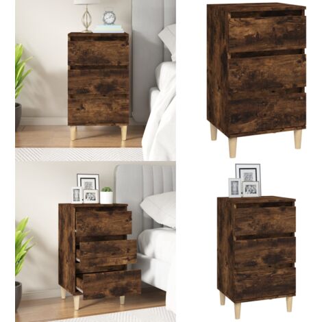 Table de chevet chêne fumé 40x35x70 cm bois d'ingénierie - Table De Chevet - Meuble De Chambre - Commode - Tiroir - Bois D'ingénierie - Home & Living