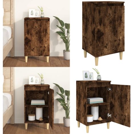 Table de chevet chêne fumé 40x35x70 cm bois d'ingénierie - Table De Chevet - Meuble De Chambre - Table D'appoint - Commode - Étagère Murale - Home & Living