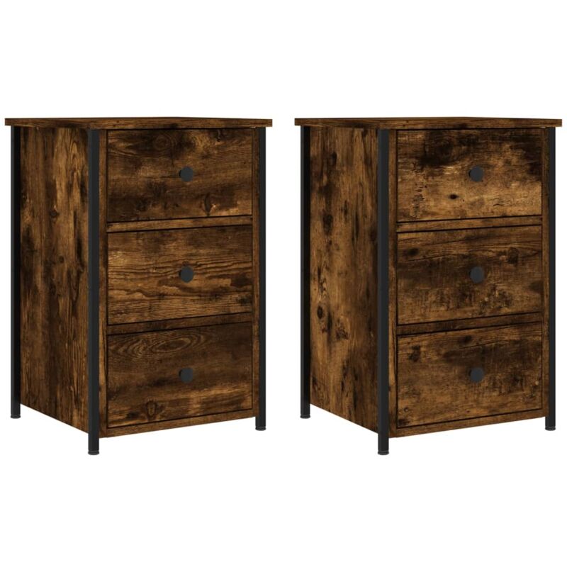 Tables de chevet 2 pcs chêne fumé 40x36x60 cm bois d'ingénierie Vidaxl