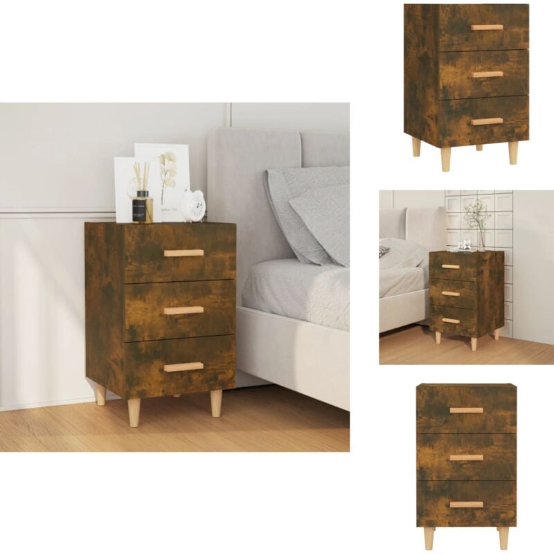 Table de chevet chêne fumé 40x40x66 cm bois d'ingénierie - Table De Chevet - Meuble De Chambre - Table Nuit - Commode - Rangement Tiroir