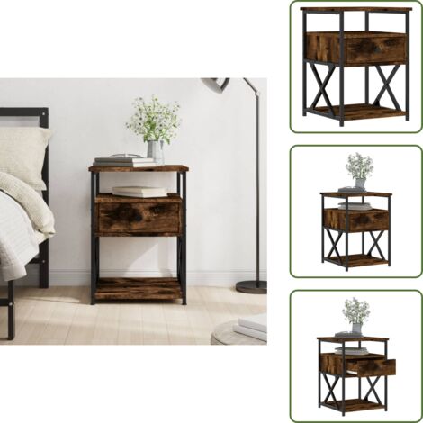 Table de chevet chêne fumé 40x42x55 cm bois d'ingénierie - Table De Chevet - Commode - Meuble De Chambre - Armoire De Chevet - Mobilier