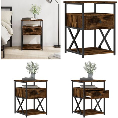 Table de chevet chêne fumé 40x42x55 cm bois d'ingénierie - Table De Chevet - Commode - Meuble De Chambre - Armoire De Chevet - Mobilier - Home & Living