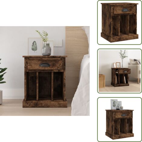 Table de chevet chêne fumé 43x36x50 cm - Table De Chevet - Meuble De Chambre - Commode - Armoire D'appoint - Mobilier Intérieur