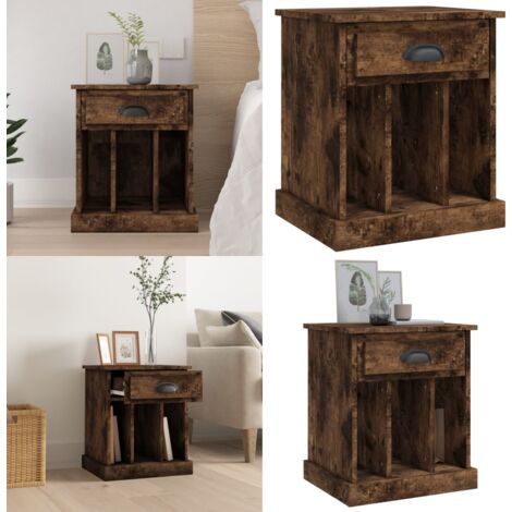 Table de chevet chêne fumé 43x36x50 cm - Table De Chevet - Meuble De Chambre - Commode - Armoire D'appoint - Mobilier Intérieur - Home & Living