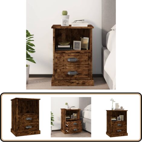 Table de chevet chêne fumé 43x36x60 cm - Table De Chevet - Meuble De Chambre - Commode - Armoire D'appoint - Mobilier Moderne