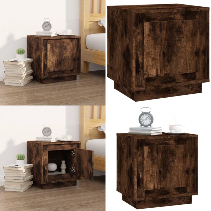 Table de chevet chêne fumé 44x35x45 cm bois d'ingénierie - Table De Chevet - Table Nuit - Meubles De Chambre - Mobilier Moderne - Armoire De Chevet