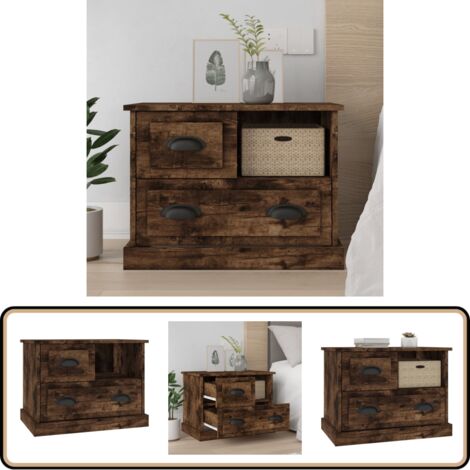 Table de chevet chêne fumé 60x39x45 cm - Table De Chevet - Meuble De Chambre - Table Nuit - Mobilier Moderne - Bois D'ingénierie