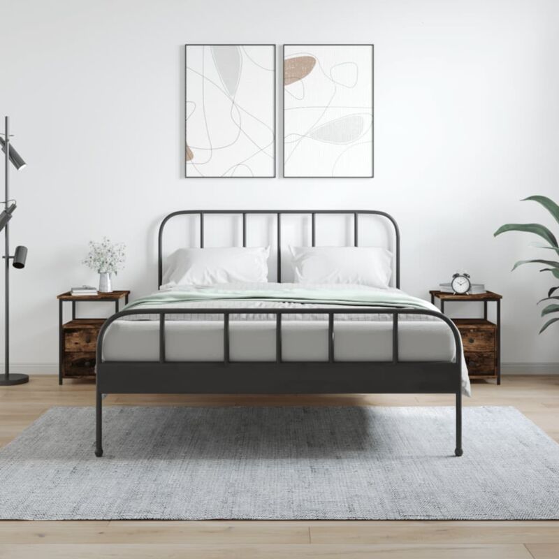 Comodini 2 Pz Rovere Fumo 34x35,5x50 Cm In Legno Multistrato - Vidaxl