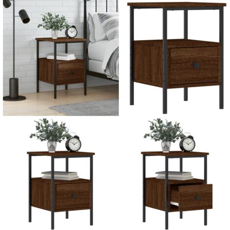 Table de chevet chêne marron 34x36x50 cm bois d'ingénierie - Table De Chevet - Meuble De Chambre - Commode - Armoire De Chevet - Table D'appoint - Home & Living
