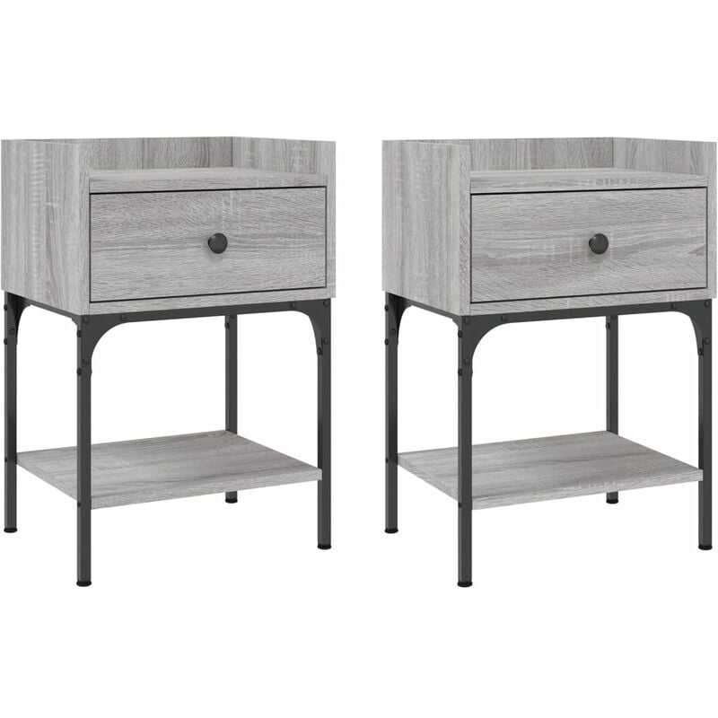 Tables de chevet 2 pcs sonoma gris 40,5x31x60 cm Vidaxl