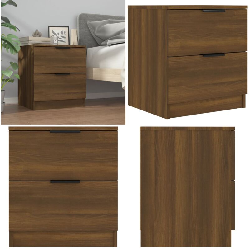 Table de chevet Chêne marron Bois d'ingénierie - Table De Chevet - Meuble De Chambre - Table Nuit - Commode - Rangement Tiroir - Home & Living