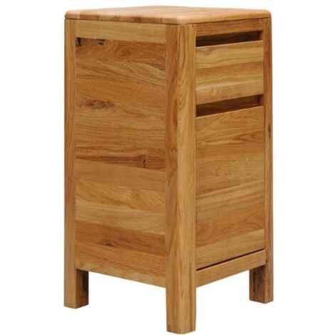 Table de chevet chêne massif avec tiroir et porte pour rangement 30cm JONAS