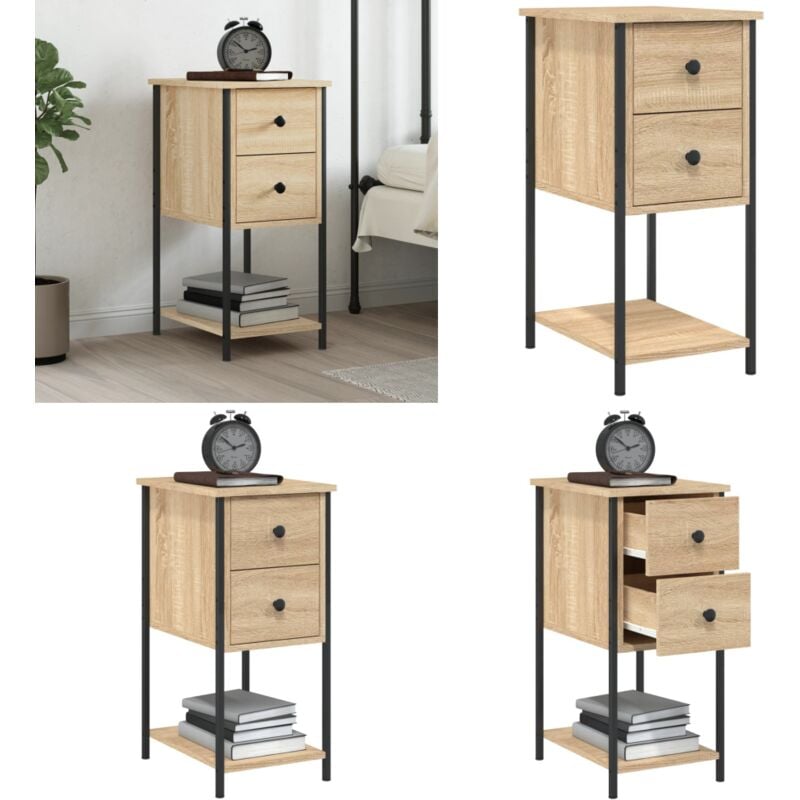 Table de chevet chêne sonoma 32x42x70 cm bois d'ingénierie - Table De Chevet - Meuble De Chambre - Table D'appoint - Commode - Rangement - Home &