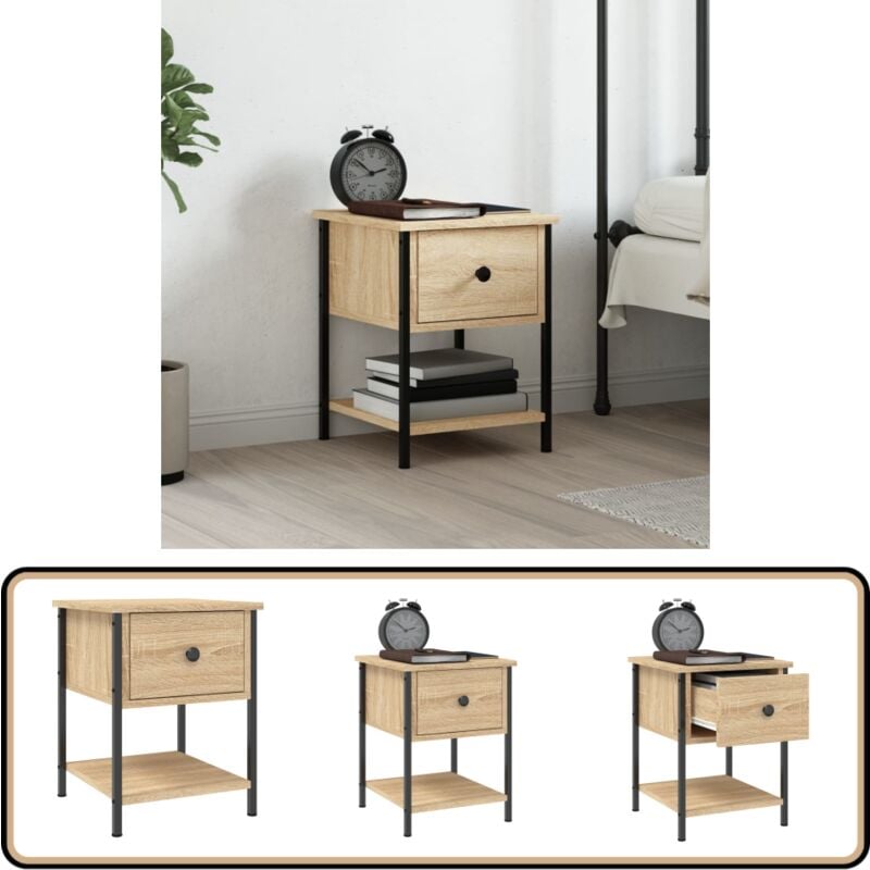 Table de chevet chêne sonoma 34x35,5x45 cm bois d'ingénierie - Table De Chevet - Meuble De Chambre - Commode - Table D'appoint - Rangement