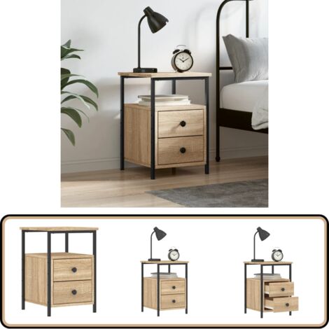 Table de chevet chêne sonoma 34x35,5x50 cm bois d'ingénierie - Table De Chevet Industrielle - Meuble De Chambre - Table D'appoint - Rangement Intérieur - Design Moderne
