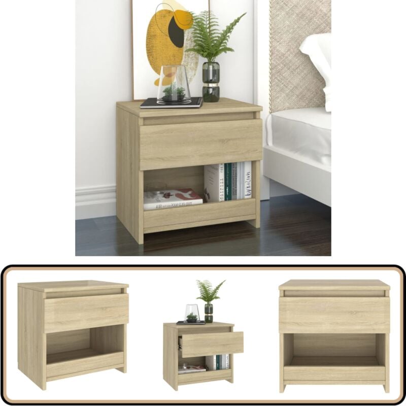 Table de chevet Chêne sonoma 40x30x39 cm Aggloméré - Table De Chevet - Meuble De Chambre - Commode - Rangement Nuit - Bureau D'appoint