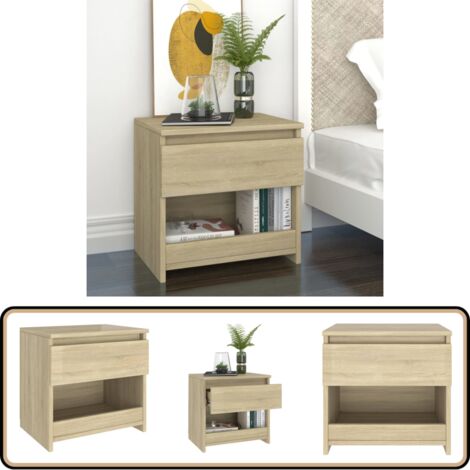 Table de chevet Chêne sonoma 40x30x39 cm Aggloméré - Table De Chevet - Meuble De Chambre - Commode - Rangement Nuit - Bureau D'appoint
