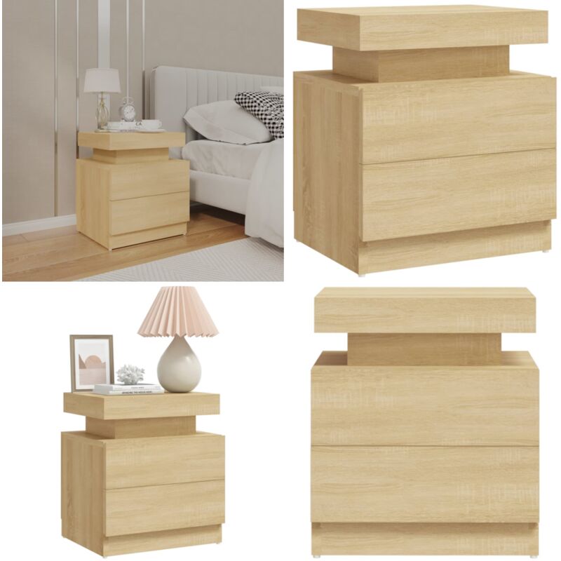Table de chevet Chêne sonoma 45x35x52 cm Bois d'ingénierie - Table De Chevet - Meuble De Chambre - Table D'appoint - Commode - Rangement - Home &