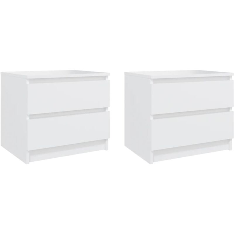 Tables de chevet 2 pcs Blanc 50x39x43,5 cm Aggloméré
