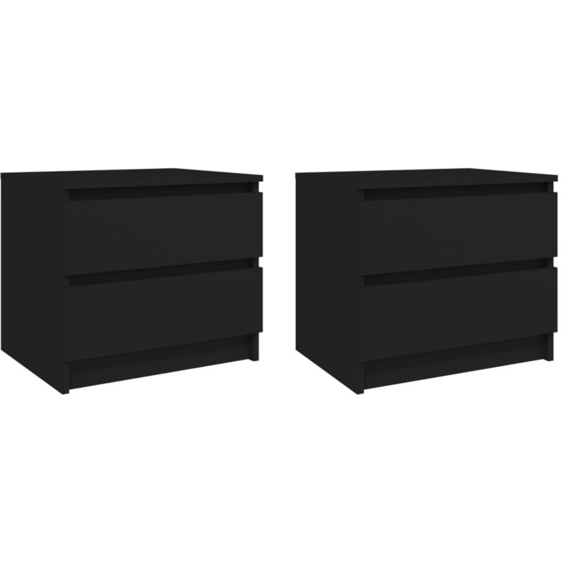 Tables de chevet 2 pcs Noir 50x39x43,5 cm Aggloméré