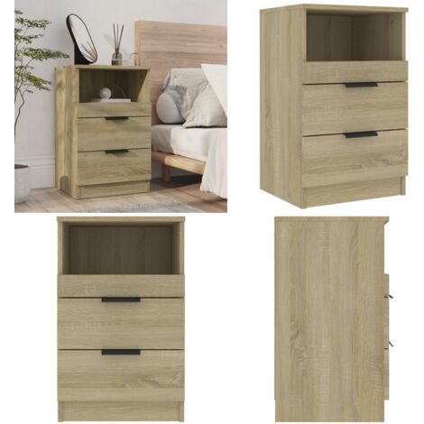 Table de chevet Chêne sonoma Bois d'ingénierie - Table De Chevet - Meuble De Chambre - Table Nuit - Commode - Rangement Tiroir - Home & Living