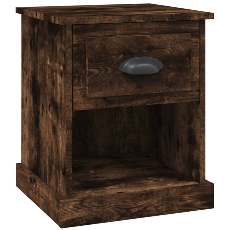 Table de chevet chêne fumé 39x39x47,5 cm bois d'ingénierie - Vidaxl