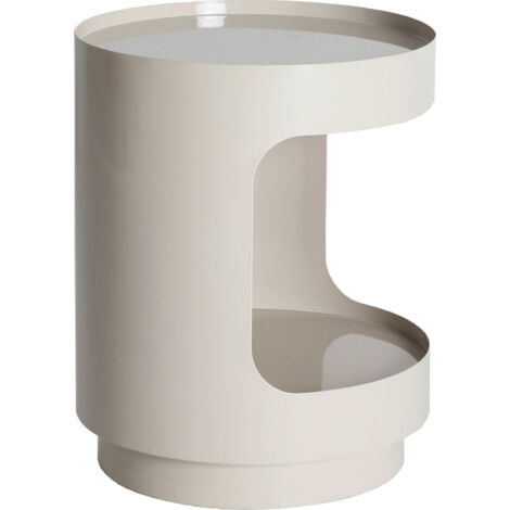Table de chevet contemporaine en fer blanc finition brillante - Blanc brillant contemporain