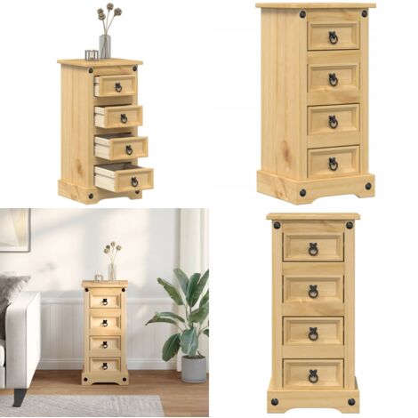 Table de chevet Corona 35x32,5x74 cm bois de pin massif - Table De Chevet - Meuble De Chambre - Table Nuit - Commode - Bois Massif - Home & Living