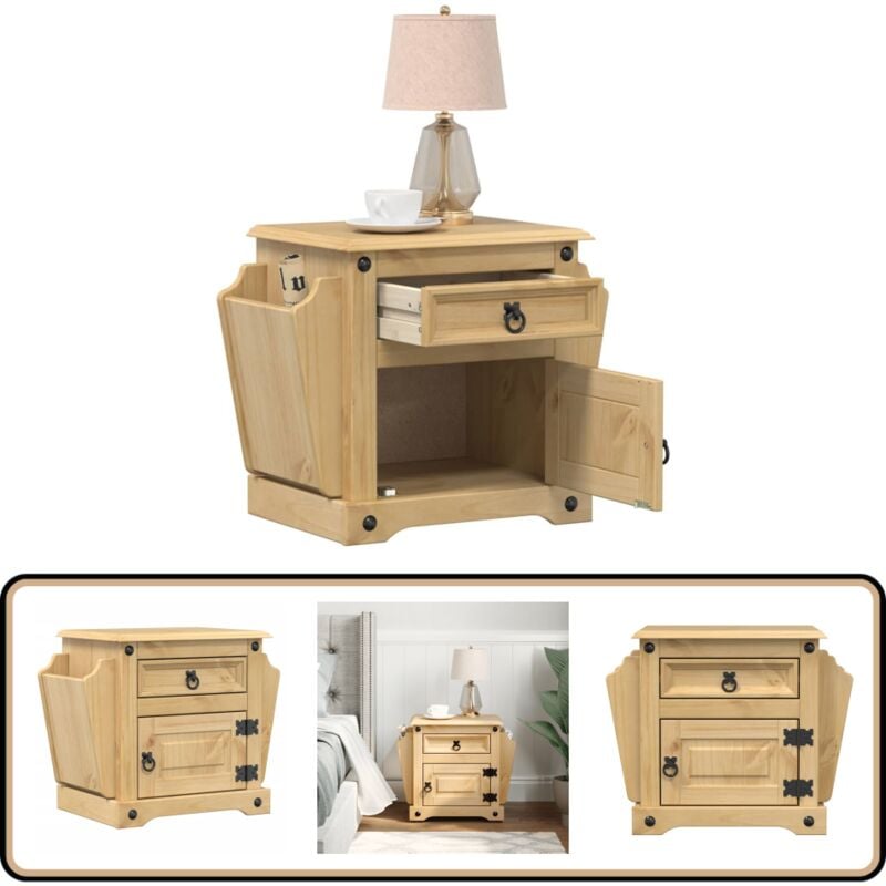 Table de chevet Corona 45x35x47,5 cm bois de pin massif - Table De Chevet - Meuble De Chambre - Table Nuit - Commode - Bois Massif