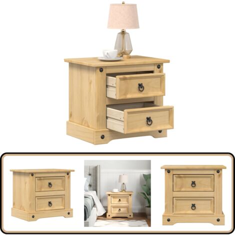 Table de chevet Corona 53x39x50 cm bois de pin massif - Table De Chevet - Meuble De Chambre - Table Nuit - Commode - Bois Massif