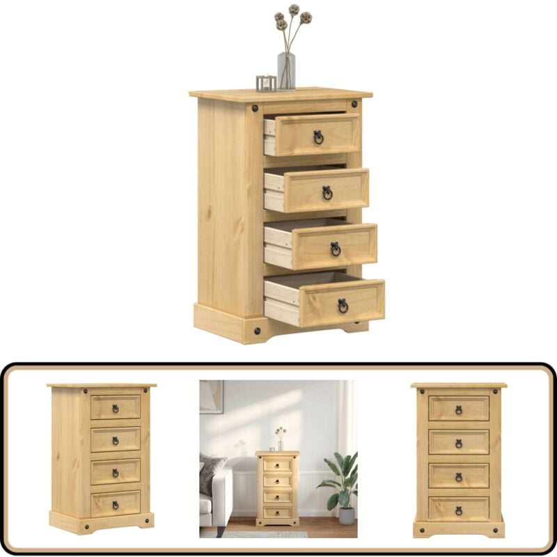 Table de chevet Corona 53x39x84 cm bois de pin massif - Table De Nuit - Meuble De Chambre - Commode - Table Basse - Mobilier Bois
